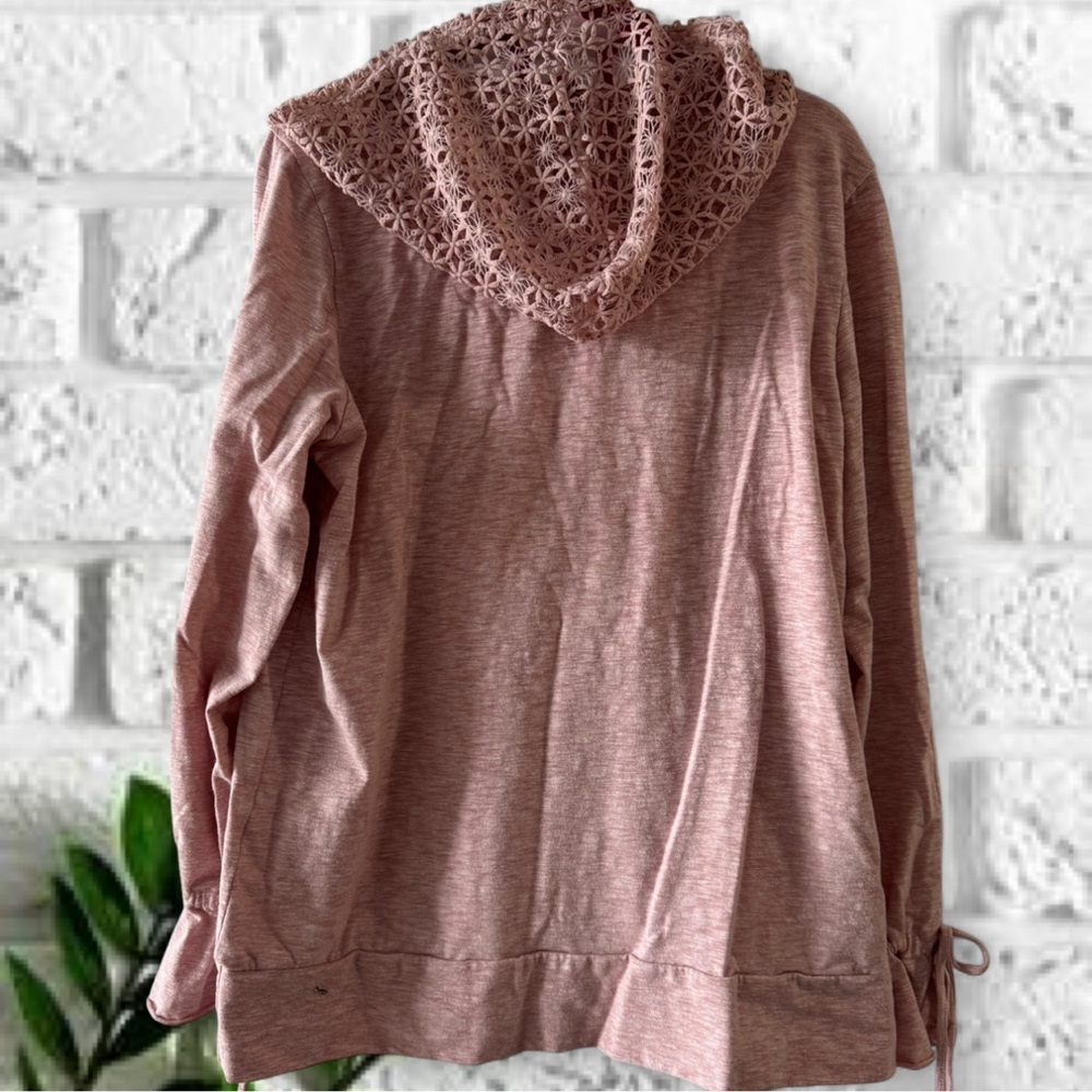 Doe & Rae Women's Pink Hoodie with Lace Detail - Picture 2 of 6